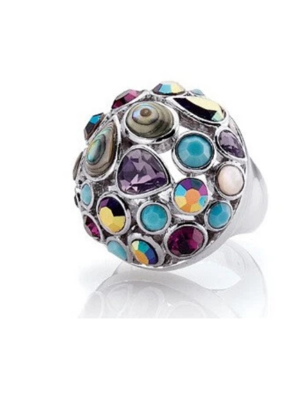 Lia Sophia Multicolor crystal silver Dome Ring